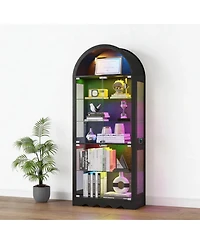 Vlsrka 6-Tier Glass Display Cabinet With Rgb Sensor Lights And Lock