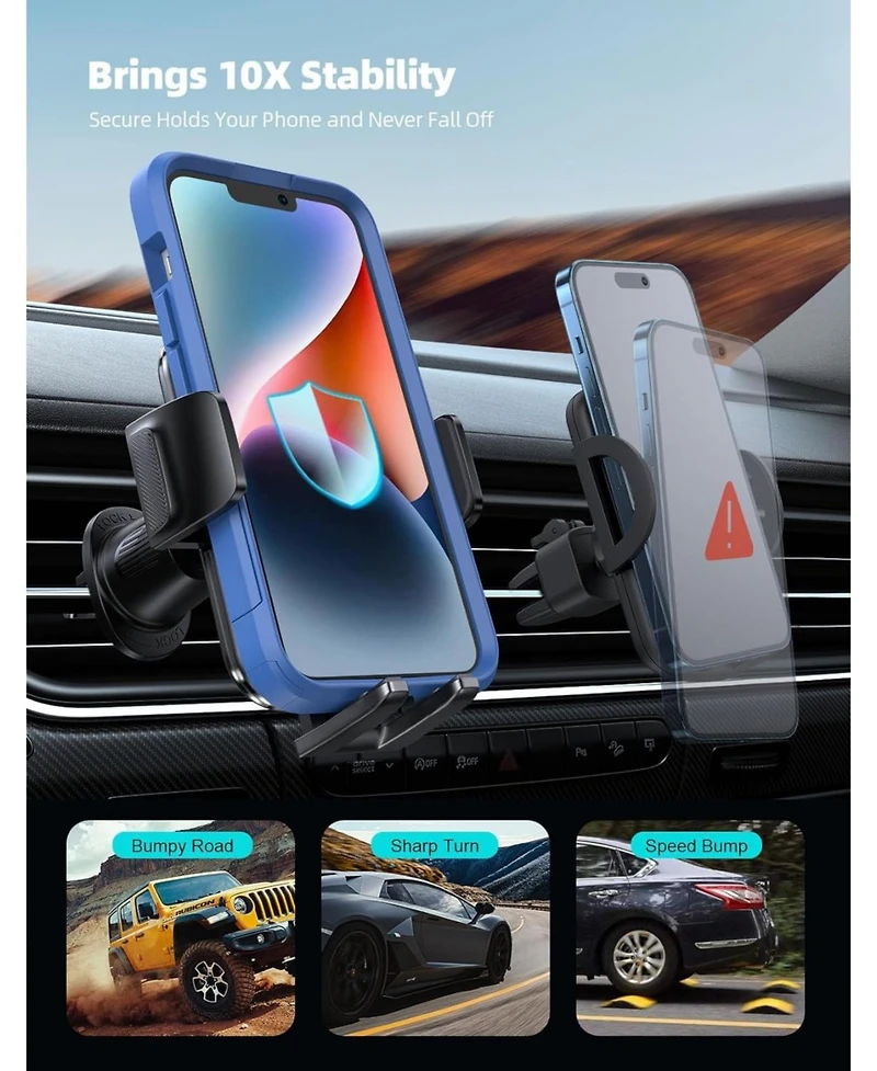 Lamicall Car Air Vent Phone Holder with 4-Lock Stability and Thick Case Friendly Design