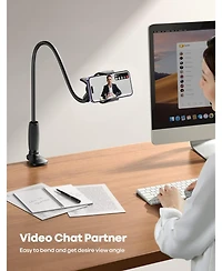 Lamicall Flexible Gooseneck Long Arm Stand, Overhead Cell Phone Clamp Mount, Gift for All 4-7inch Device