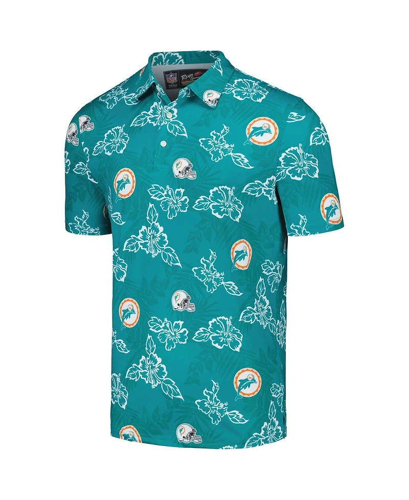 Reyn Spooner Men's Aqua Miami Dolphins Throwback Pua Performance Polo Shirt