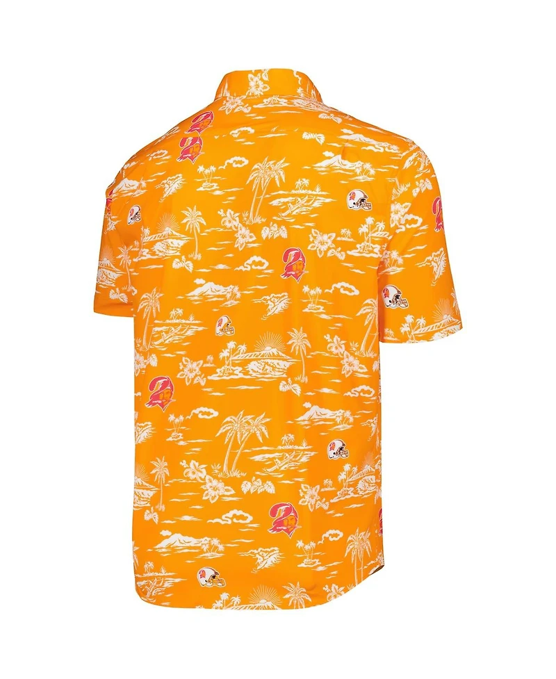 Reyn Spooner Men's Orange Tampa Bay Buccaneers Throwback Kekai Print Button-Up Shirt