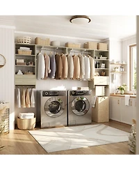 Aheaplus Closet Organizer System with Wood Drawers, Wall-mounted Laundry Room Storage Shelving