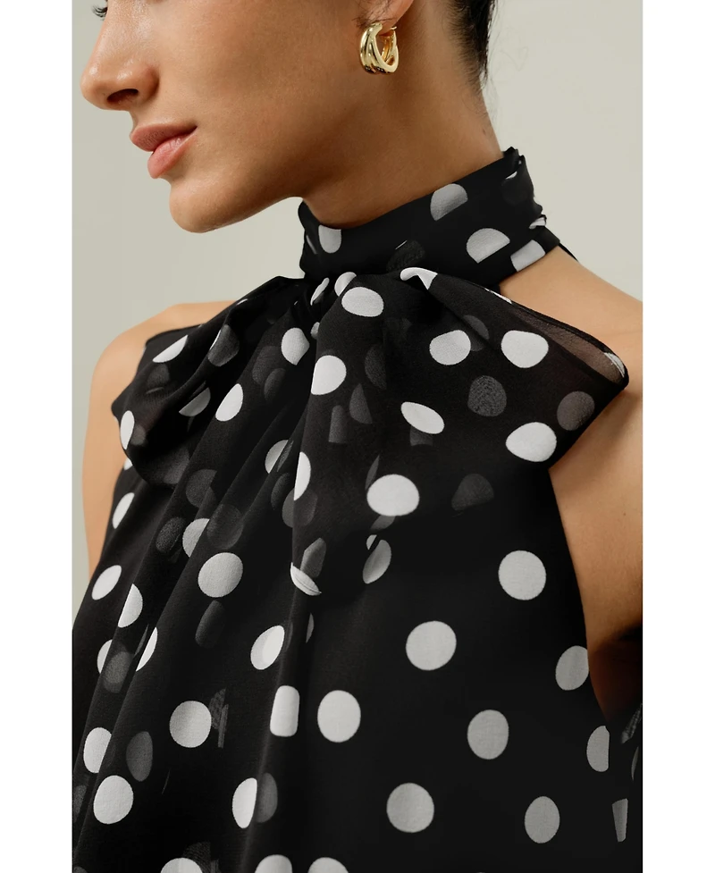 Lilysilk Women's Convertible Silk Georgette Polka Dot Top