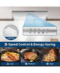 Xo 30 Inch 750 Cfm Stainless Steel Under Cabinet Range Hood, Ducted/ Ductless Kitchen Vent Hood
