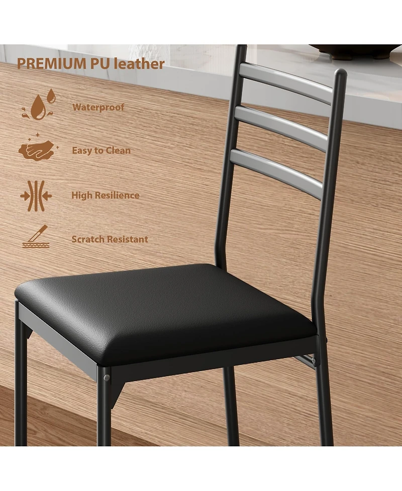 homfan Bar Stools Set of 2, Modern Counter Height Barstool With High Back and Metal Footrest, Upholstered Large Seat Island Chairs