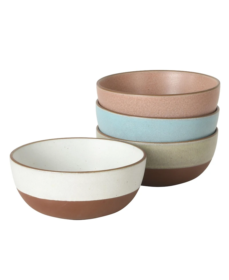 Gibson Home William Crest 4 Piece Cereal Bowl Set, 6.25 inch Round Stoneware Reactive Bowls, Soup, Dessert & Snack Bowls
