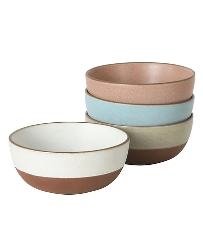 Gibson Home William Crest 4 Piece Cereal Bowl Set, 6.25" Round Stoneware Reactive Bowls, Soup, Dessert & Snack Bowls- Assorted Colors