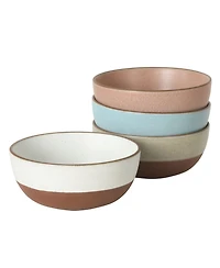 Gibson Home William Crest 4 Piece Cereal Bowl Set, 6.25 inch Round Stoneware Reactive Bowls, Soup, Dessert & Snack Bowls