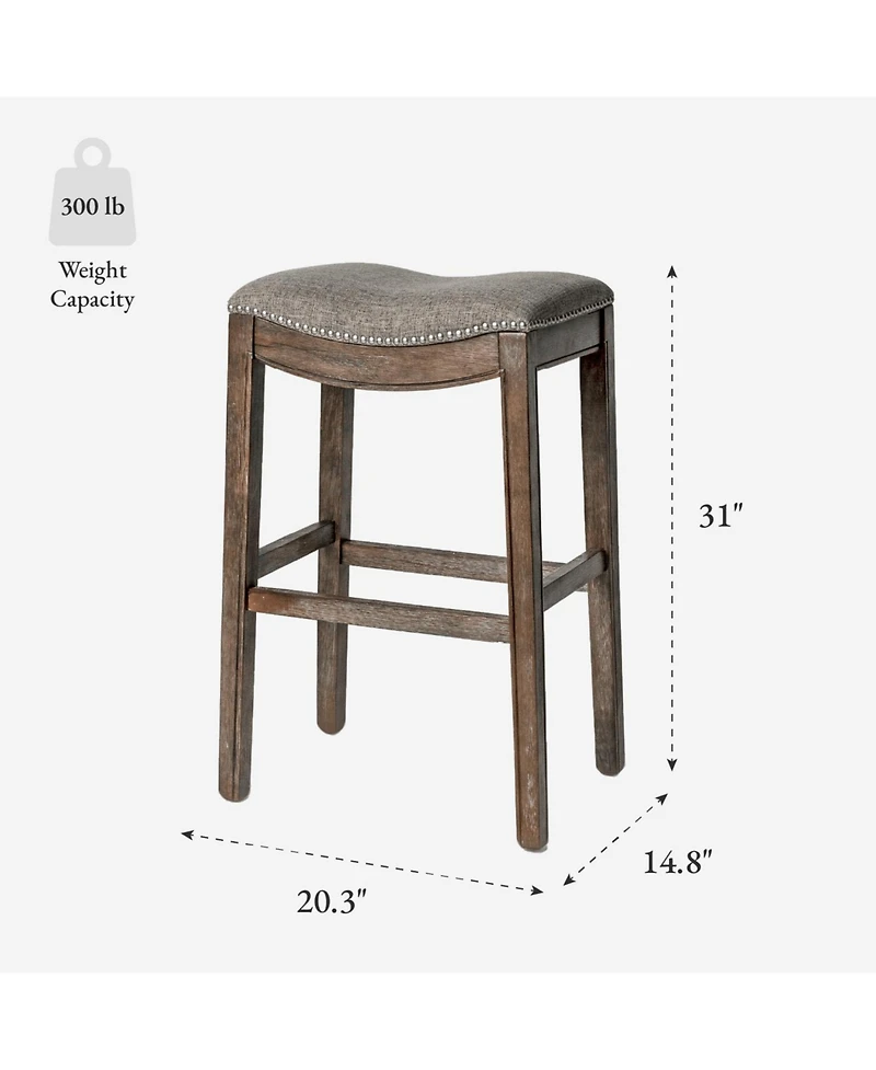 Maven Lane 31" Adrien Saddle Bar Stool Finish with Faux Leather
