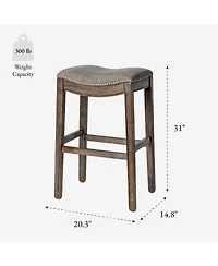 Maven Lane 31" Adrien Saddle Bar Stool Finish with Faux Leather