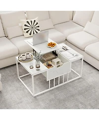 Gymax Lift-Top Coffee Table With Hidden Storage and Heavy-Duty Metal Frame for Living Room