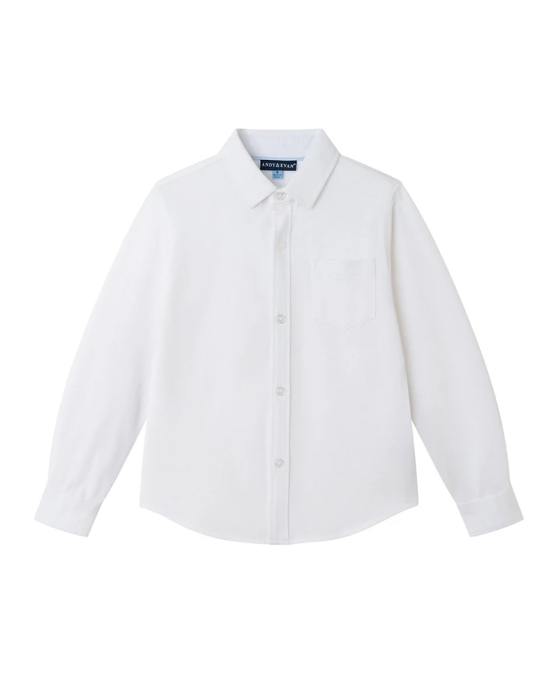 Andy and Evan Little Boys White Knit-Tech Shirt
