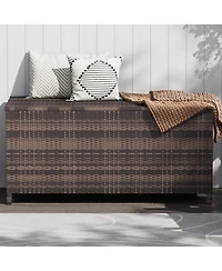 homfan Large Outdoor Storage Box with Wheels and Handles Waterproof Pe Rattan Deck Chest Spacious Weatherproof Bin for Garden, Balcony, Porch