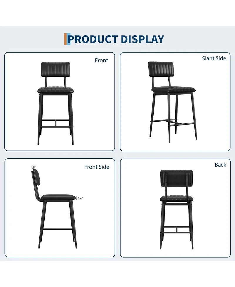 Homfan 4/6/8 pcs cushioned bar stools with back, footrest, and sturdy metal legs-perfect for kitchen islands counters.