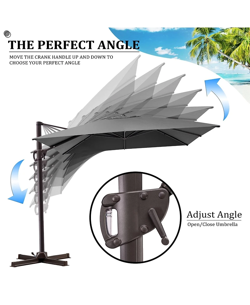 Pellebant Outdoor Patio 9X11FT Aluminum Cantilever Umbrella