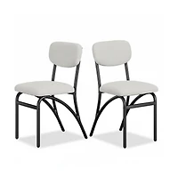 homfan Modern Boucle Dining Chair Set - Upholstered Lambswool Fabric - Armless Minimalist Design - Metal Legs - Stackable, Set of 4