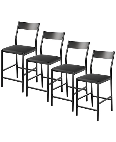 homfan 2/4 Pack 24" Counter Height Bar Stools, Pu Leather Upholstered Chairs with Back, Footrest, 300 lb Capacity, Kitchen Island