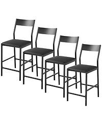 homfan 2/4 Pack 24" Counter Height Bar Stools, Pu Leather Upholstered Chairs with Back, Footrest, 300 lb Capacity, Kitchen Island