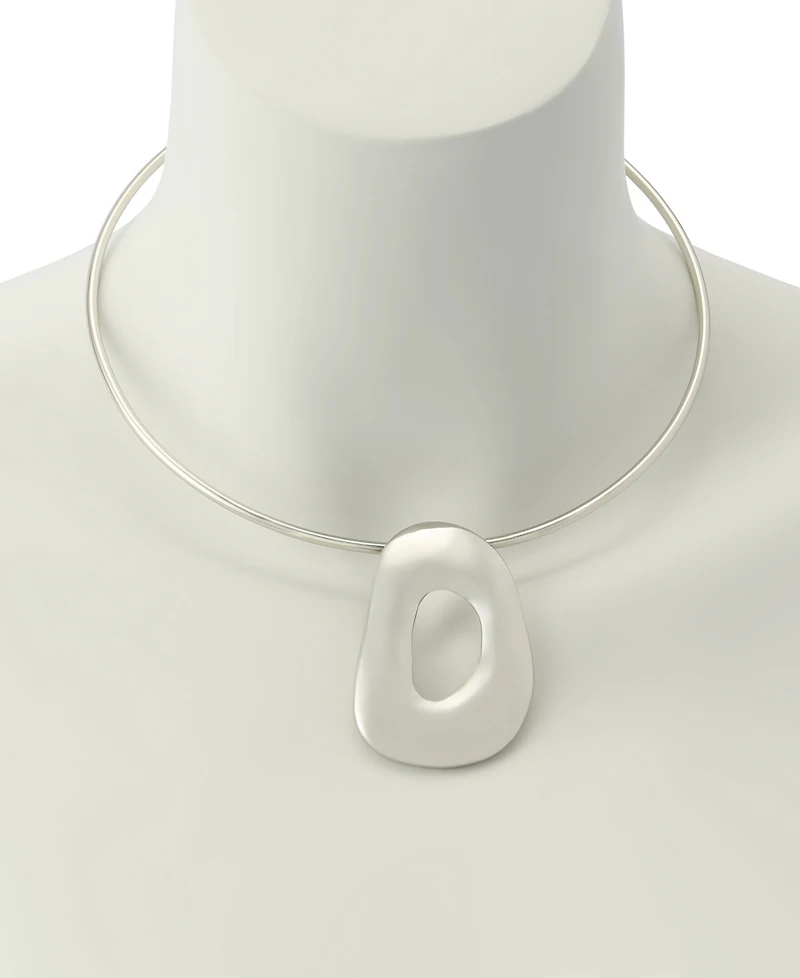 Robert Lee Morris Soho Rhodium Sculpted Link Pendant Wire Collar Necklace