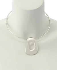 Robert Lee Morris Soho Rhodium Sculpted Link Pendant Wire Collar Necklace