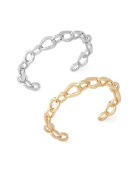 Robert Lee Morris Soho Two-Tone Sculpted Link Cuff Bracelet Set
