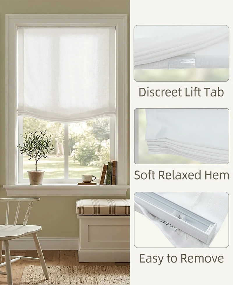 Shadisfy Soft Linen Blend Cordless Relaxed Roman Shade