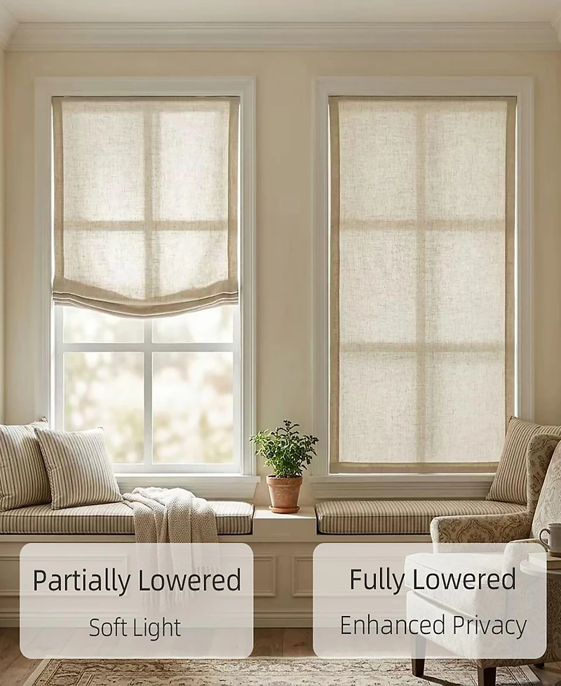 Shadisfy Soft Linen Blend Cordless Relaxed Roman Shade