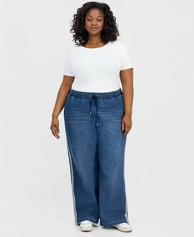 Madden Girl Trendy Plus Side-Striped Breakaway Jeans