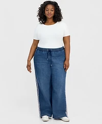 Madden Girl Trendy Plus Side-Striped Breakaway Jeans