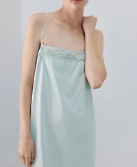 Mango Women's Cotton Lace Nightgown