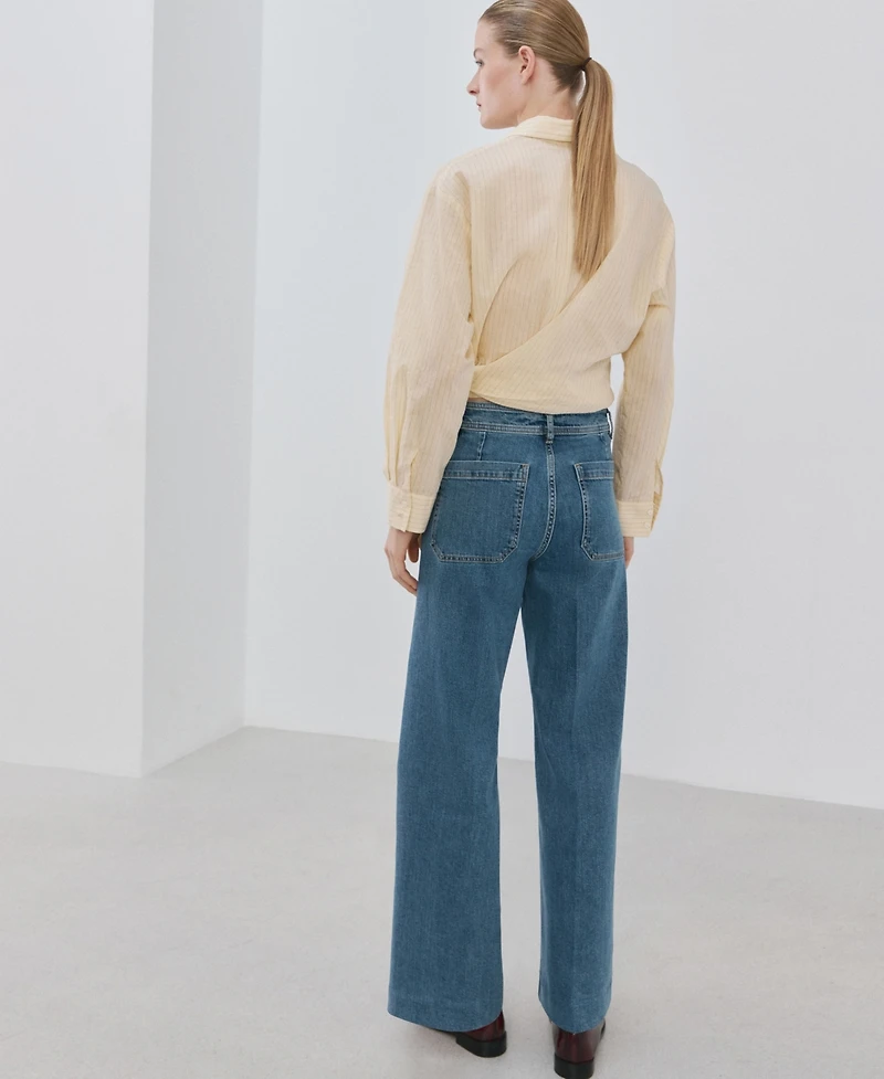 Mango Women's Pockets Wide Leg Jeans