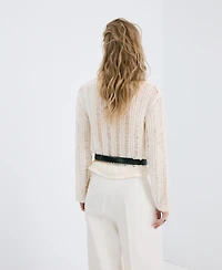 Mango Women's Frayed Open-Knit Sweater