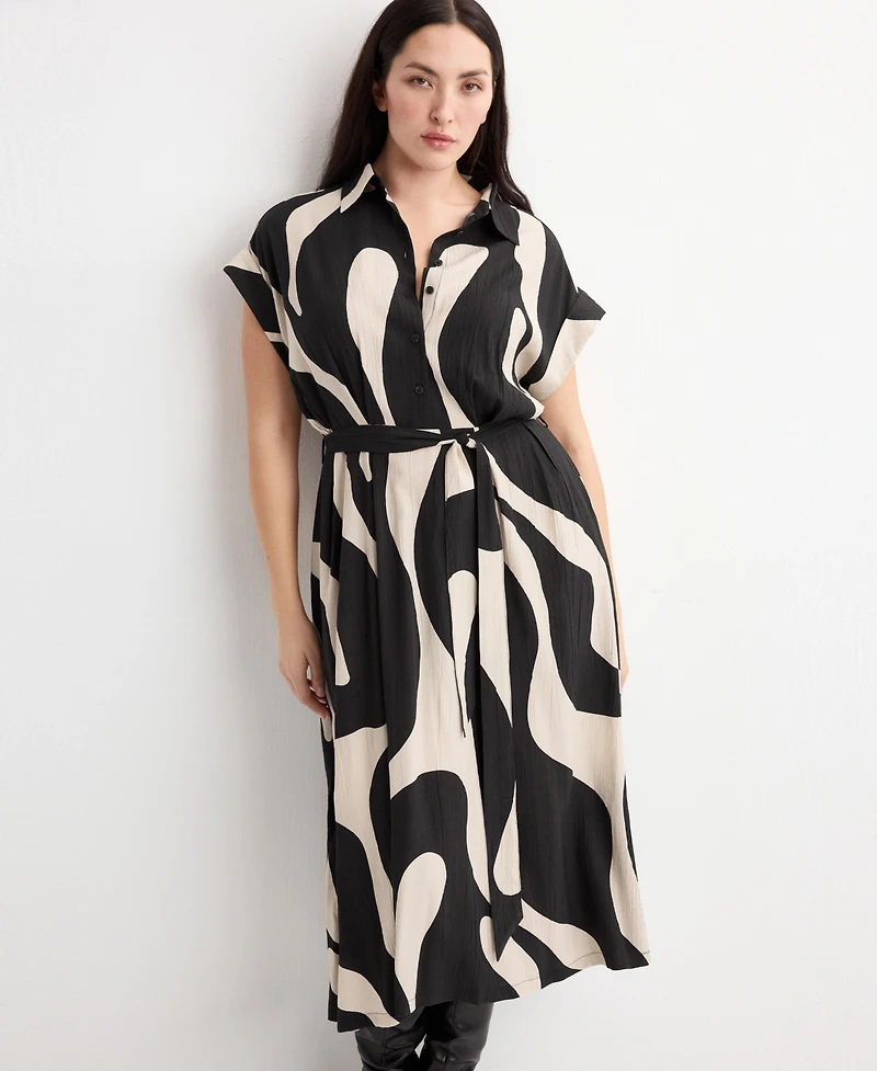 Mango Women's Long Printed Shirt Dress