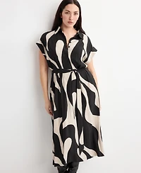 Mango Women's Long Printed Shirt Dress