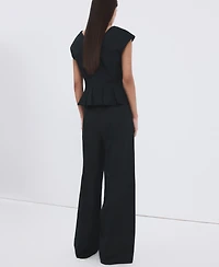 Mango Women's Straight-Fit Pleated Linen Pants