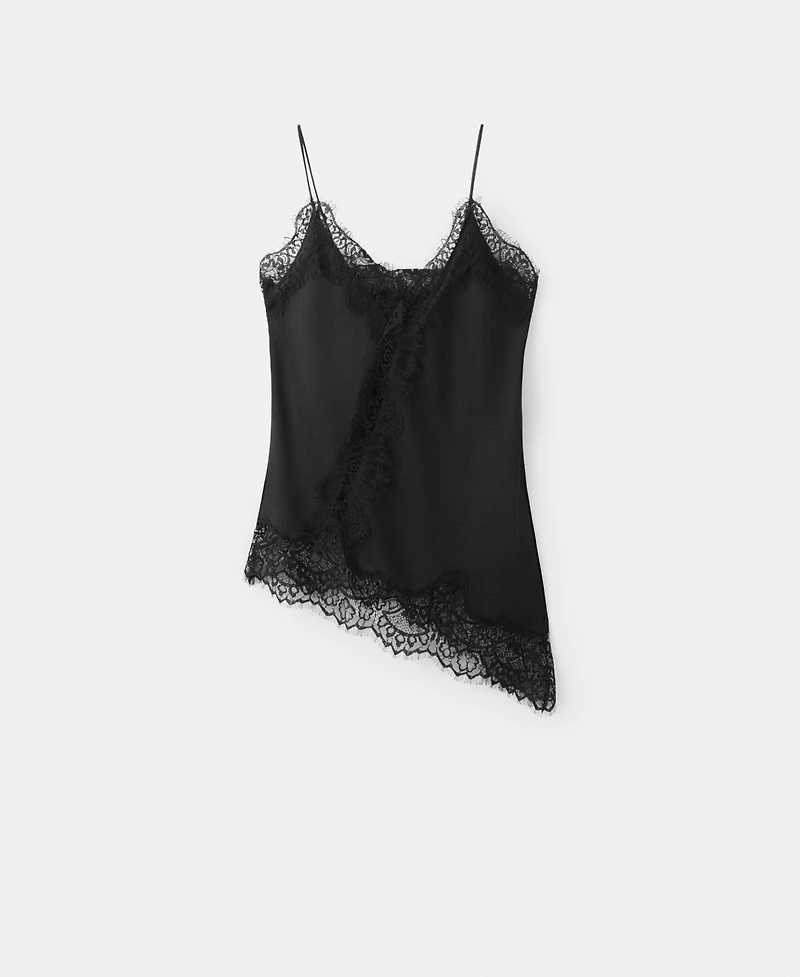 Mango Women's Asymmetrical Lace Lingerie Top