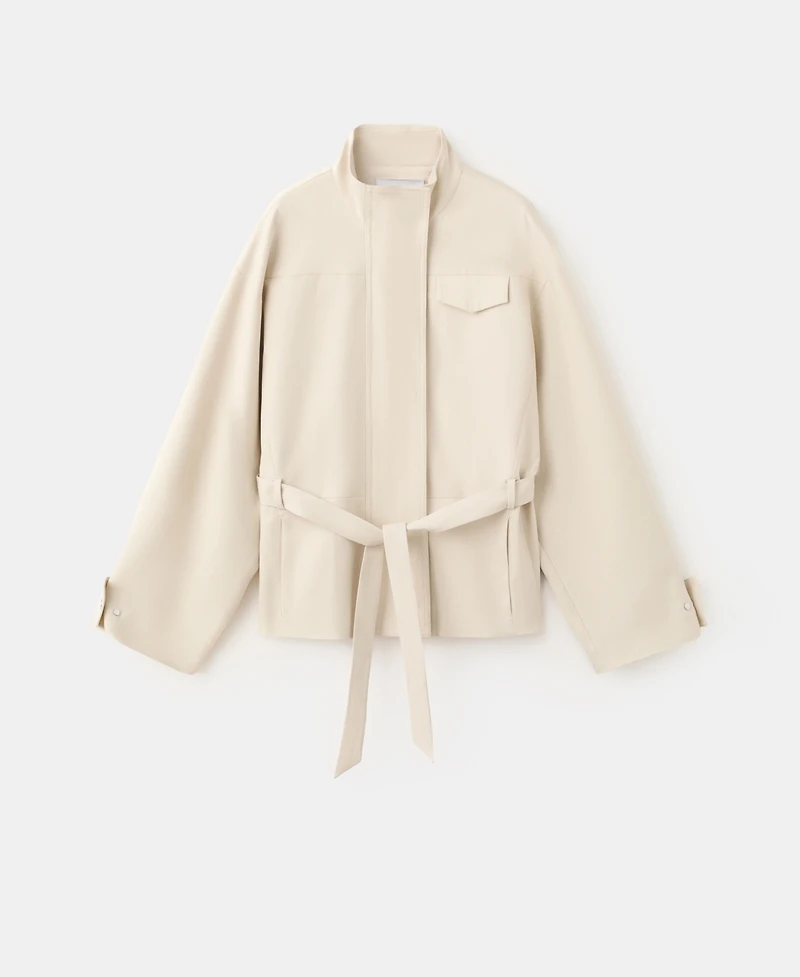 Mango Women's High Neck Belted Jacket