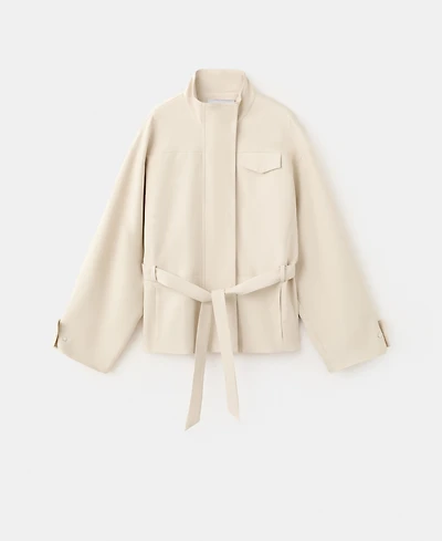 Mango Women's High Neck Belted Jacket