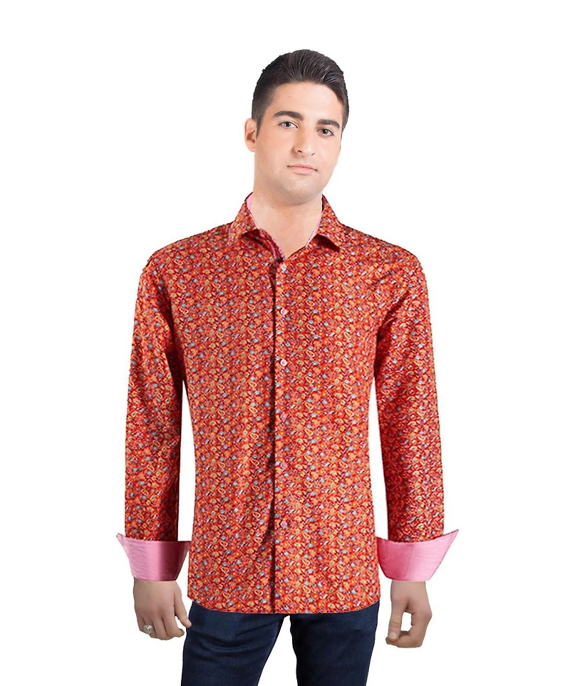Elie Balleh Men's Slim Fit Paisley Print Button-Down Shirt