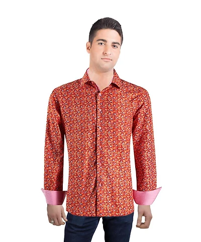 Elie Balleh Men's Slim Fit Paisley Print Button-Down Shirt