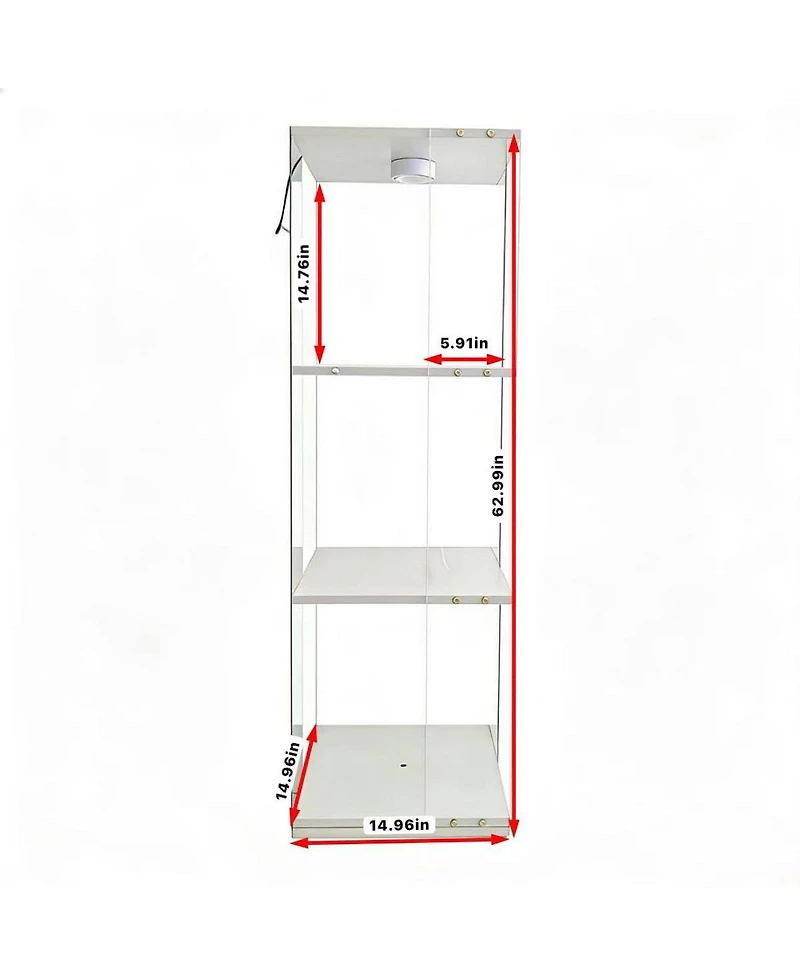 Streamdale Furniture 3-Tier Rotatable Display Cabinet with Remote Led Light