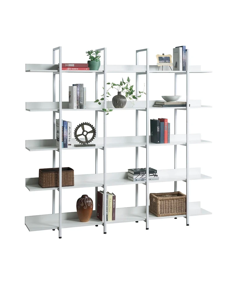 Streamdale Furniture 5-Tier Vintage Industrial Open Bookshelf with Metal Frame