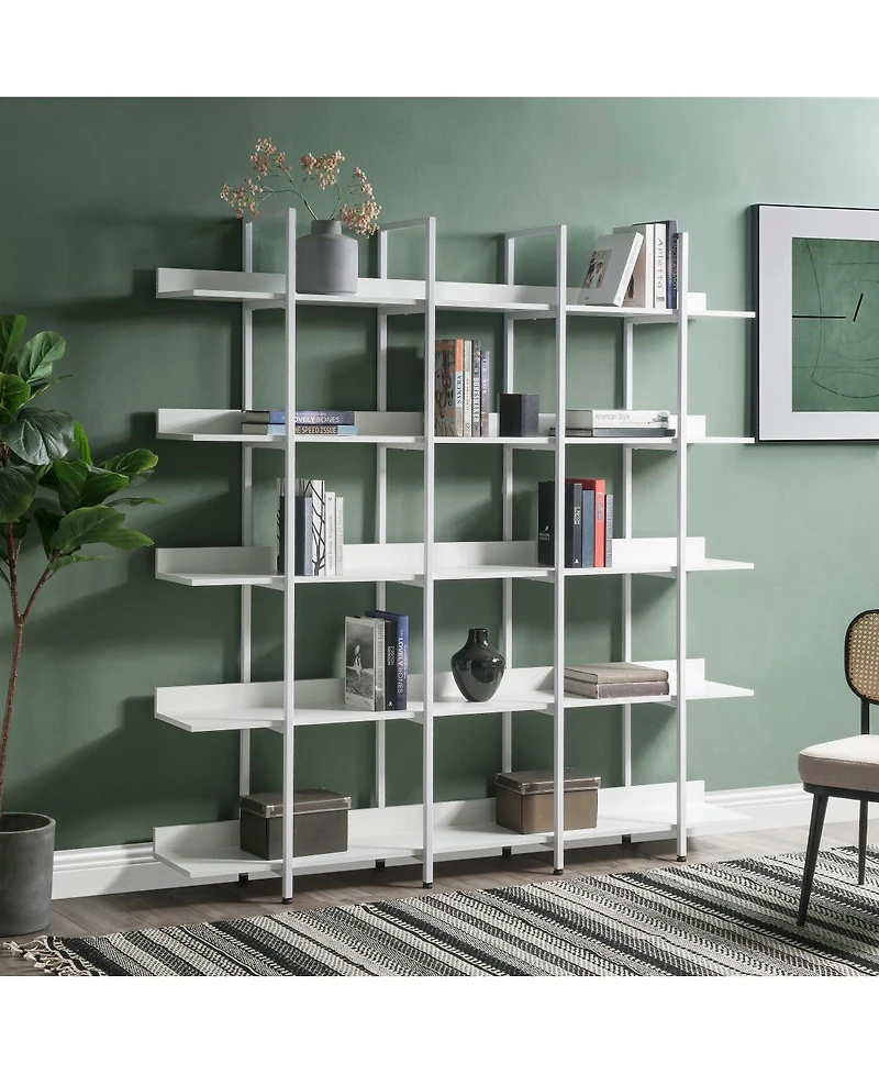 Streamdale Furniture 5-Tier Vintage Industrial Open Bookshelf with Metal Frame