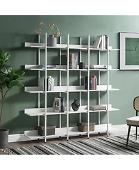 Streamdale Furniture 5-Tier Vintage Industrial Open Bookshelf with Metal Frame