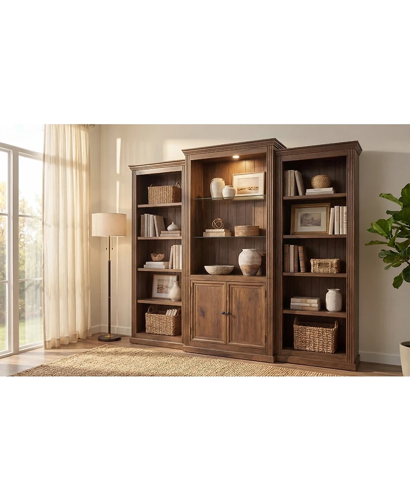 Streamdale Furniture 78.75 Inch 3-Piece Led Display Cabinet with Tempered Glass Shelves