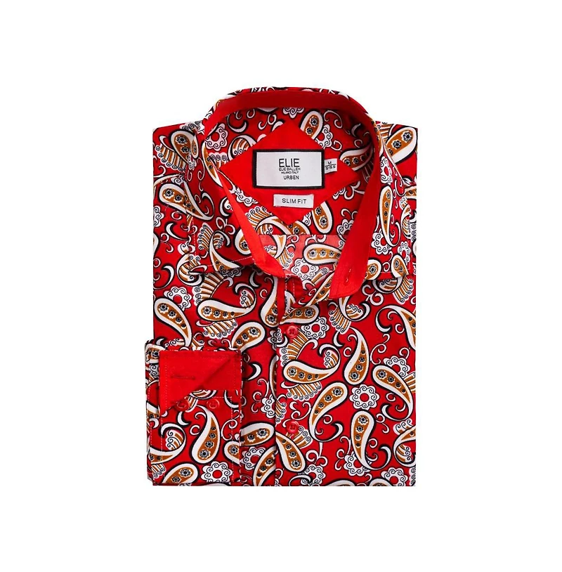 Elie Balleh Men's Slim Fit Paisley Sport Button-Down Shirt