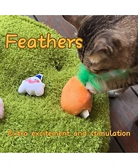 Aronkl Interactive Puzzle Toy Set Garden Base Pineapple Catnip Feathers