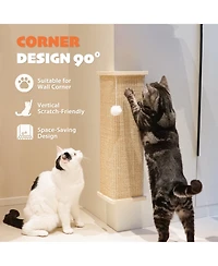 Aronkl Sisal Cat Scratcher with Ball Scratch Pad for Indoor Cats Easy Install Protect Furniture