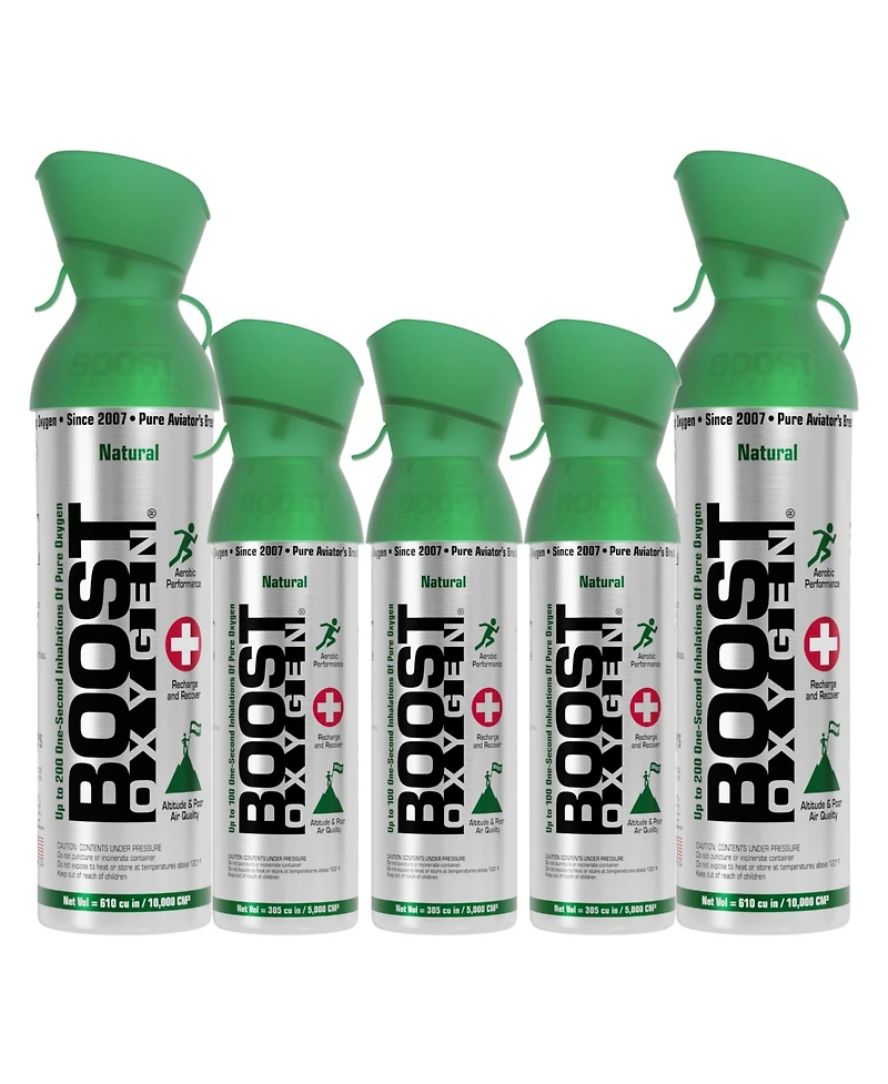 Boost Oxygen 10L Canned Oxygen (2 Pack) and 5L Canned Oxygen (3 Pack), Flavorless