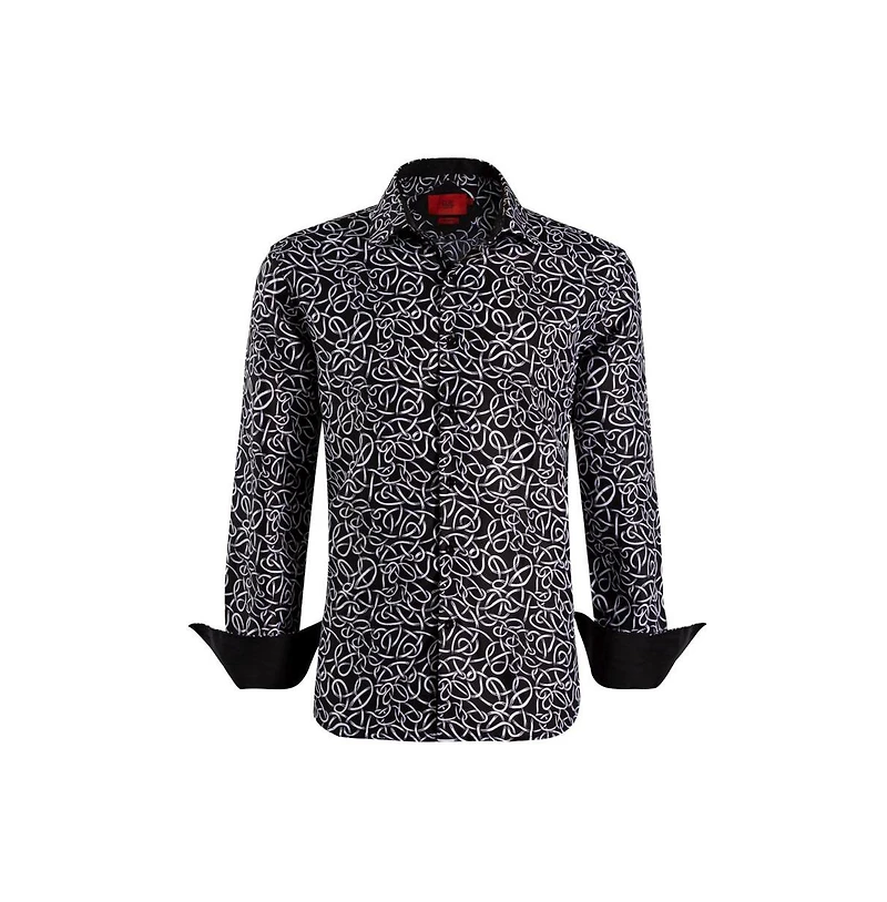 Elie Balleh Men's Slim Fit Swirl Print Shirt